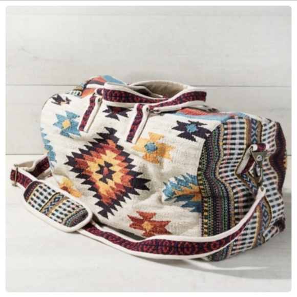 *Ruggine* Handmade Woven Ethnic Navajo Pattern Duffel Travel Bag - Picture 2 of 7